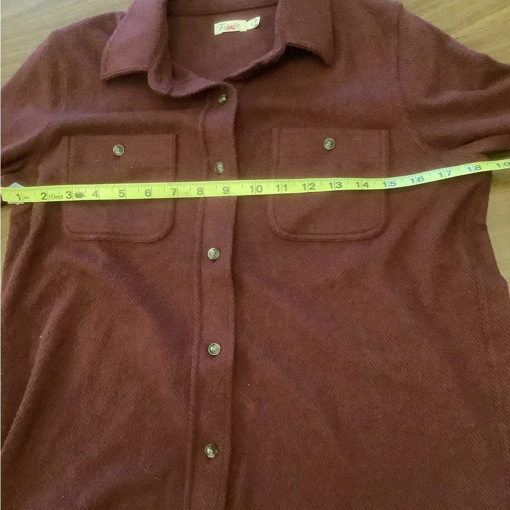 Faherty Brushed Knit Button Up Shirt Burgundy Cozy Soft Top Small - Picture 6 of 9
